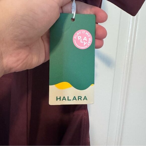 Halara Buckle Tie Back 2-in-1 Pocket Dance Active Dress NWT Size Large - Fig - Picture 9 of 11